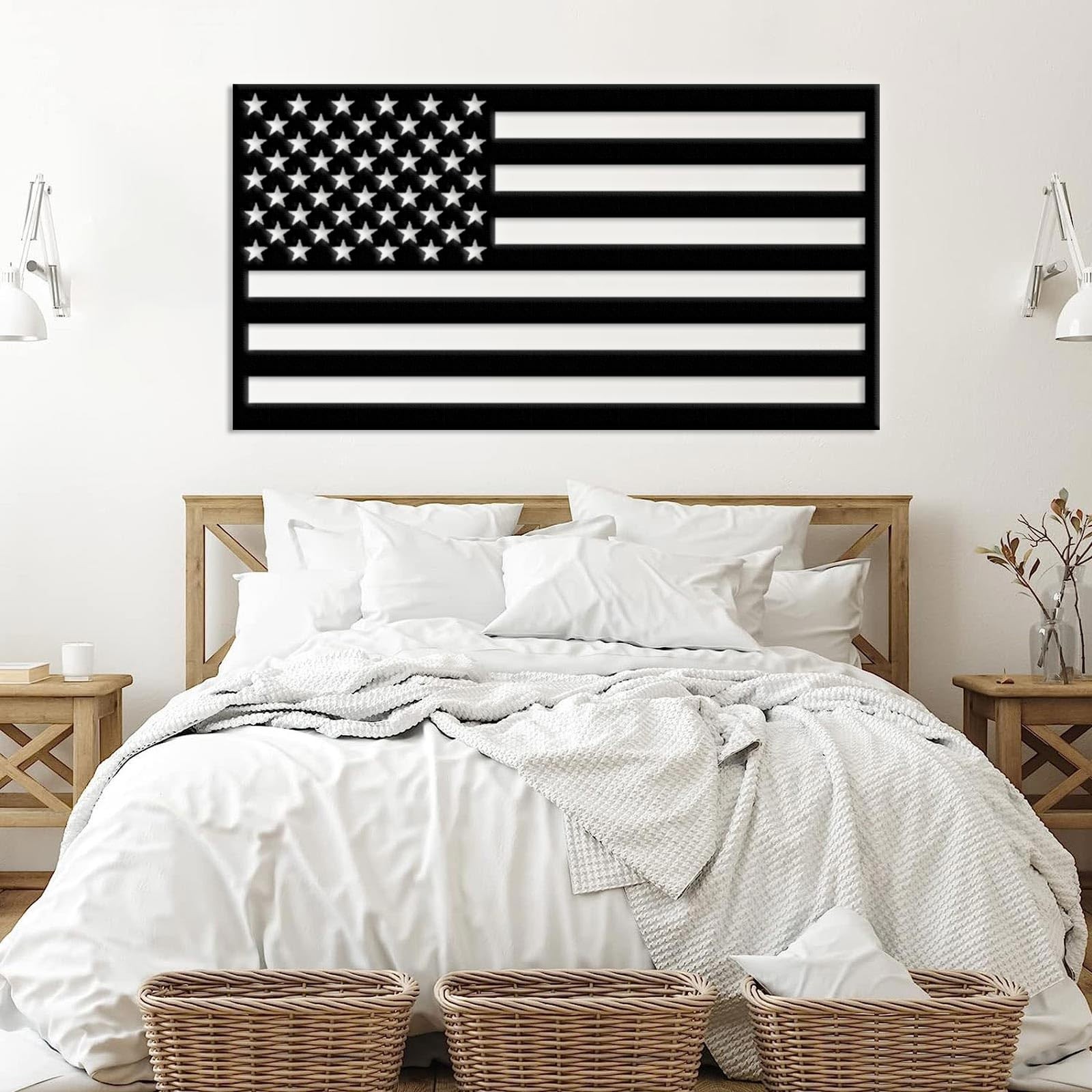 American Flag Wall Art Metal, Usa Flag Wall Decor Outdoor, Minimalist Wall Ar…