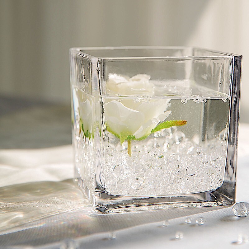 4″ wide Clear Cube GLASS VASE Wedding Party CENTERPIECES Supplies Dinner SALE