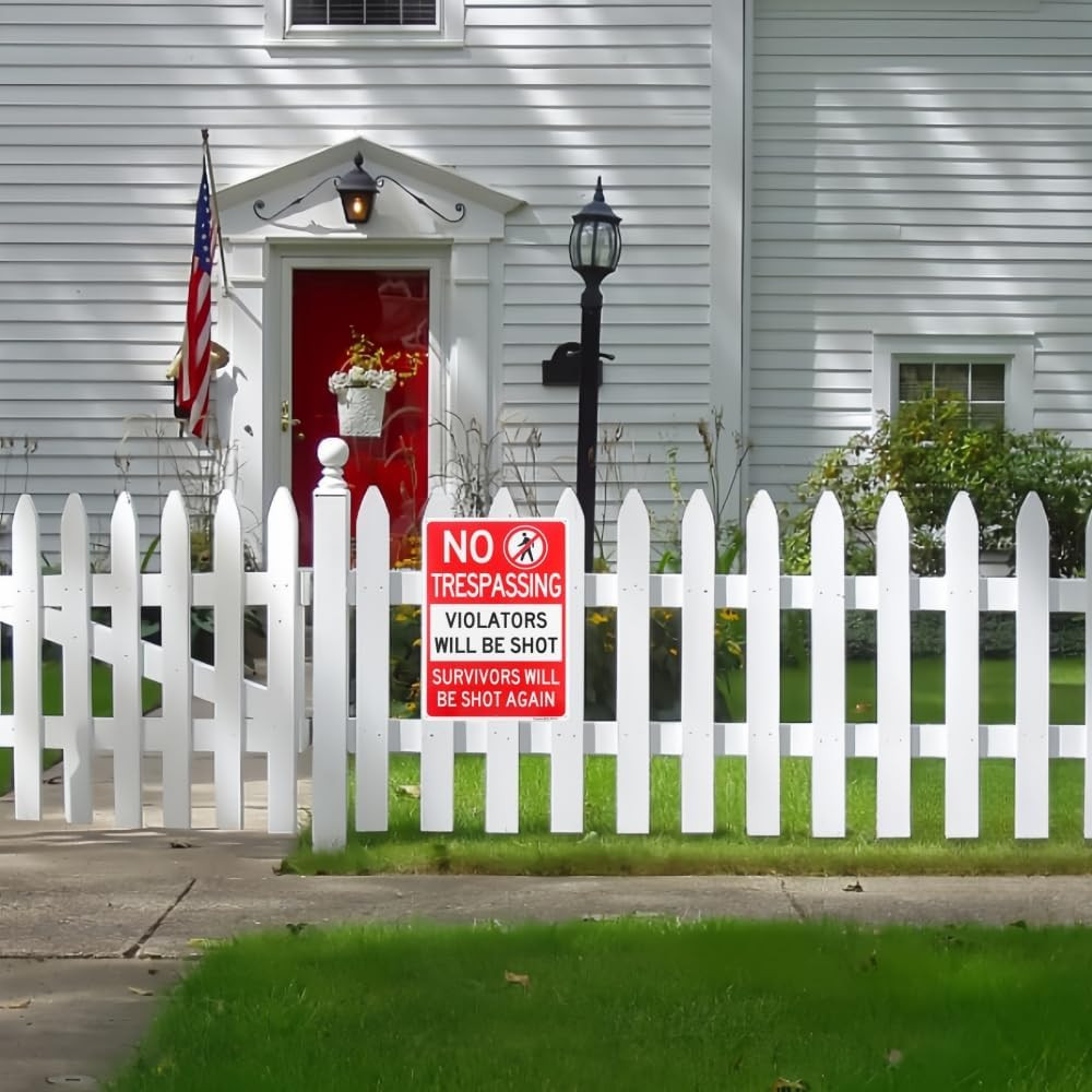 2 Pack No Trespassing Violators Will Be Shot Sign, Survivors Will Be Shot Again