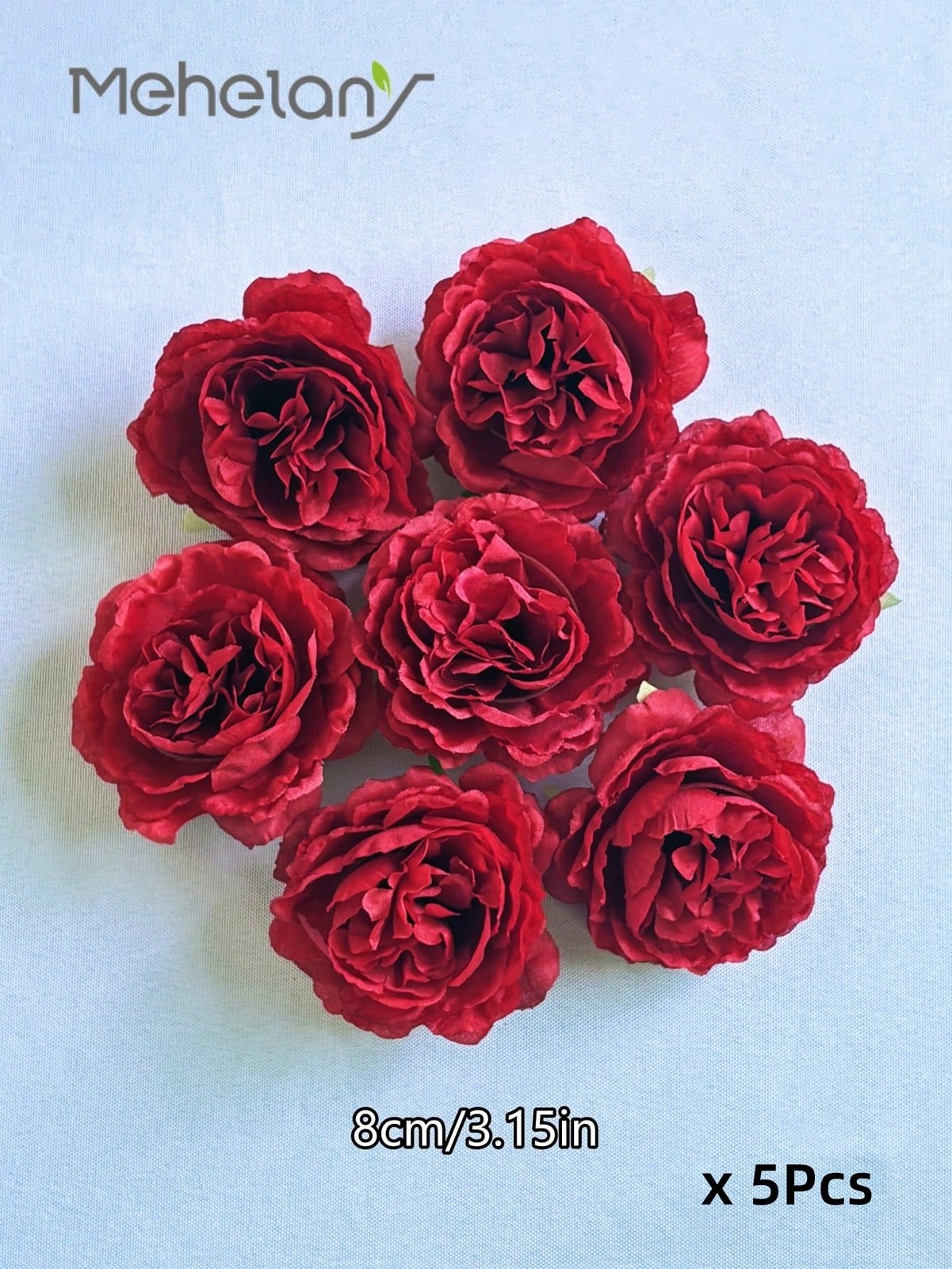 Red Artificial Peony Flower Heads 5 Pcs 8cm For Wedding Home Decor