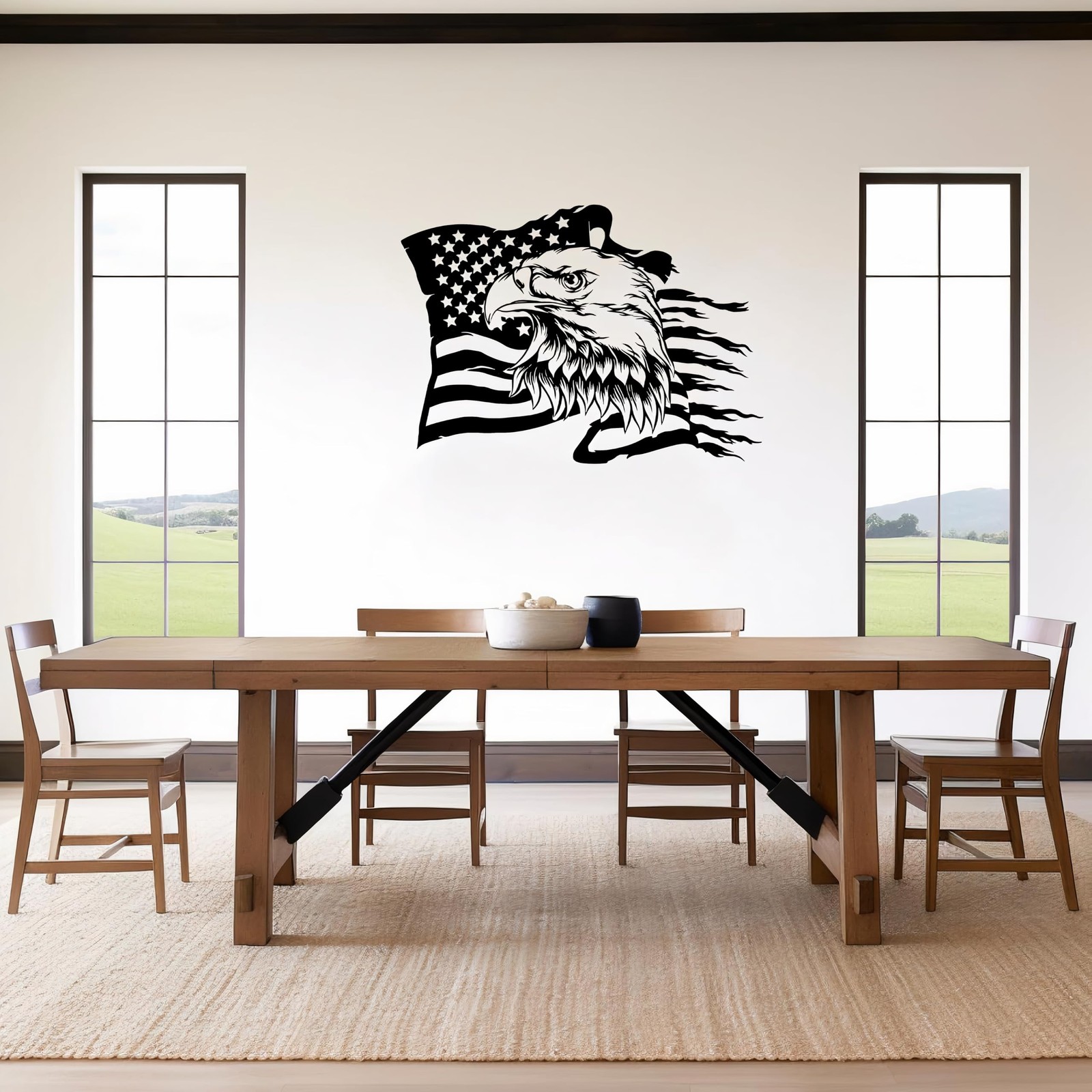 USA Bald Eagle Metal Wall Art, Large Eagle American Flag Metal Wall Decor, Fo…