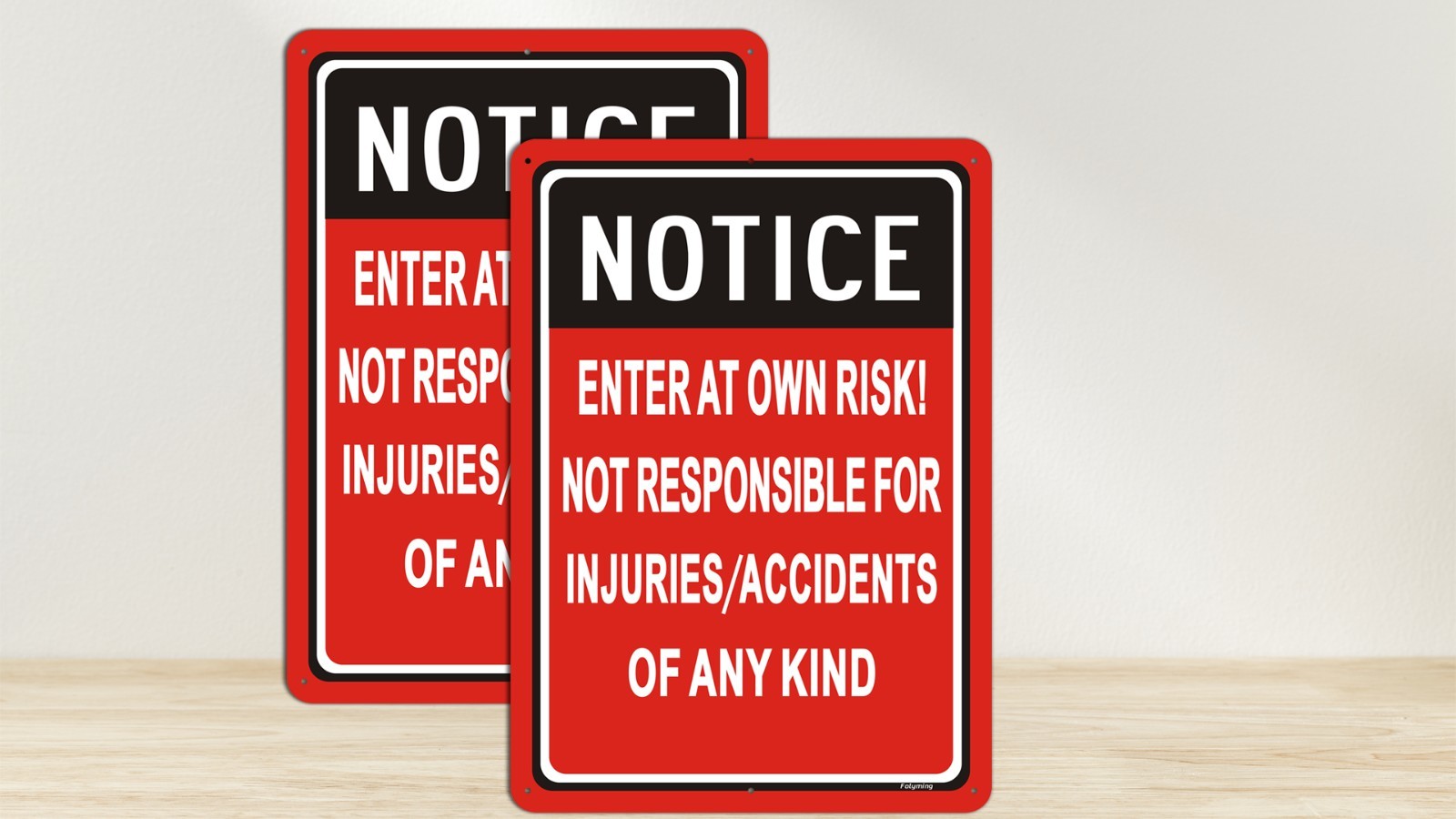 Enter At Your Own Risk Sign – 14×10″ Rust-Free Aluminum Warning Signs, 2 Pack