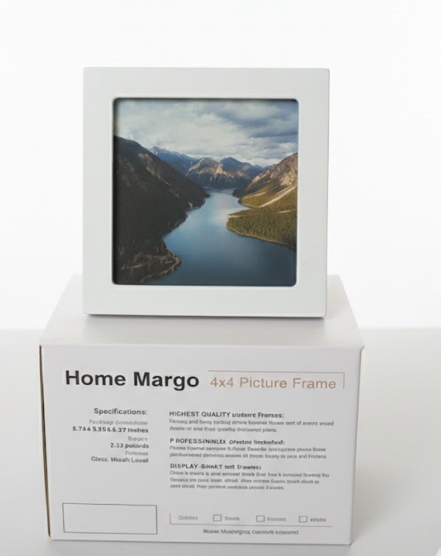 7 Home Margo 4×4 Square Glass Photo Frame White, 4 in Height, Less Than 6″ Width