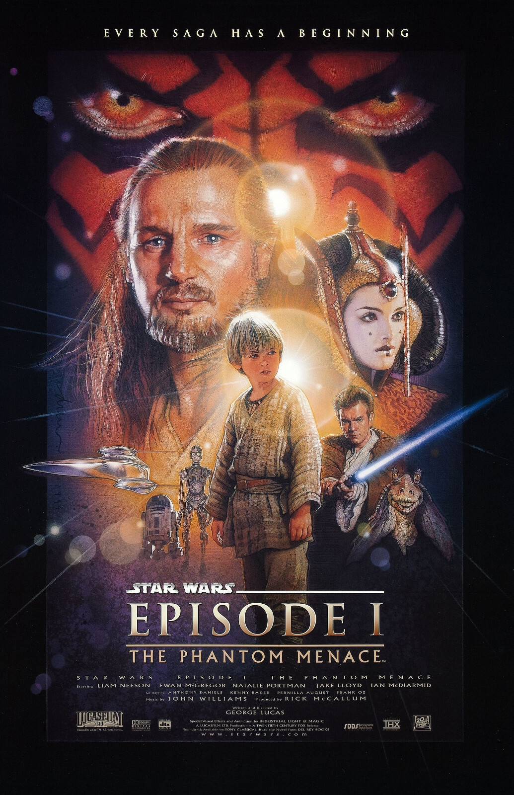 AA4179 Star Wars Episode I The Phantom Menace 1999 Bordered Movie Poster 11×17