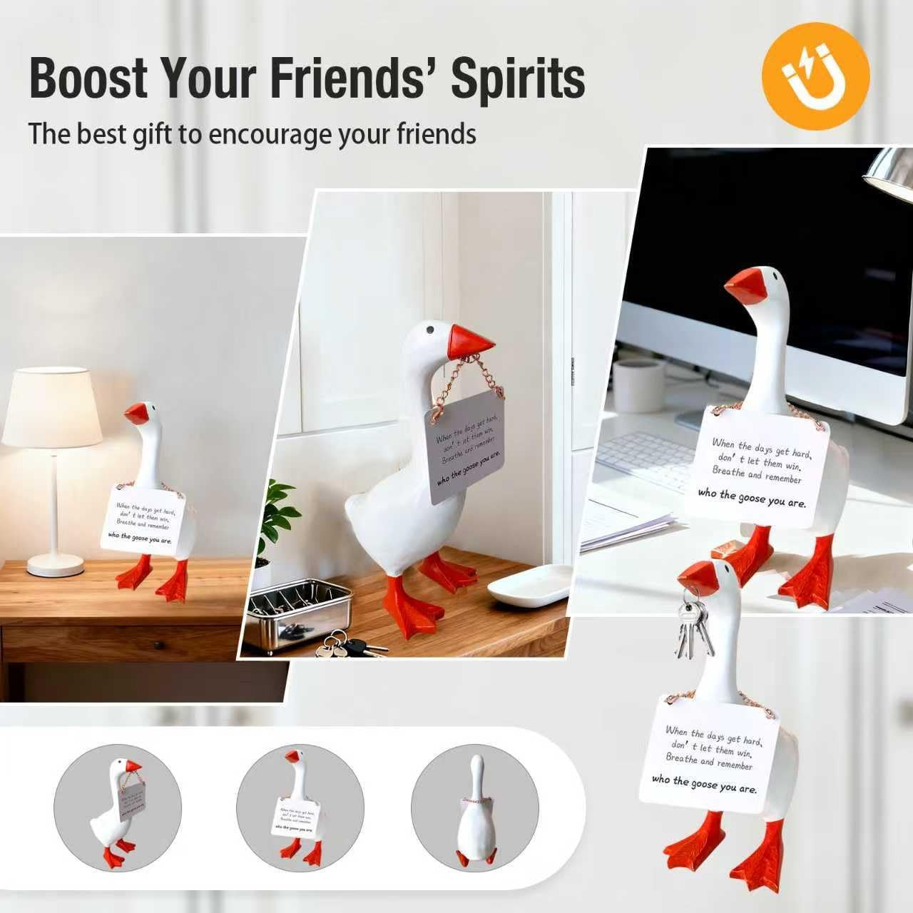 WUXULIFE Desk Goose 7 inch Cute Mini Desktop Goose Statue with Three Positive…