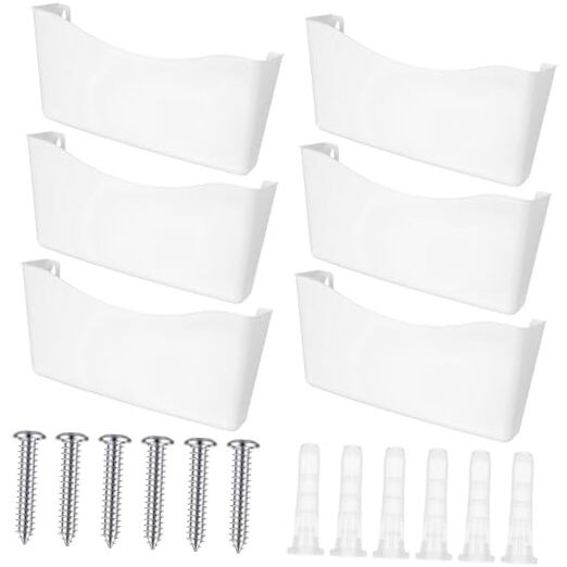 6 Pack Expandable Pocket Wall File Holder Plastic Hanging Wall Organizer White