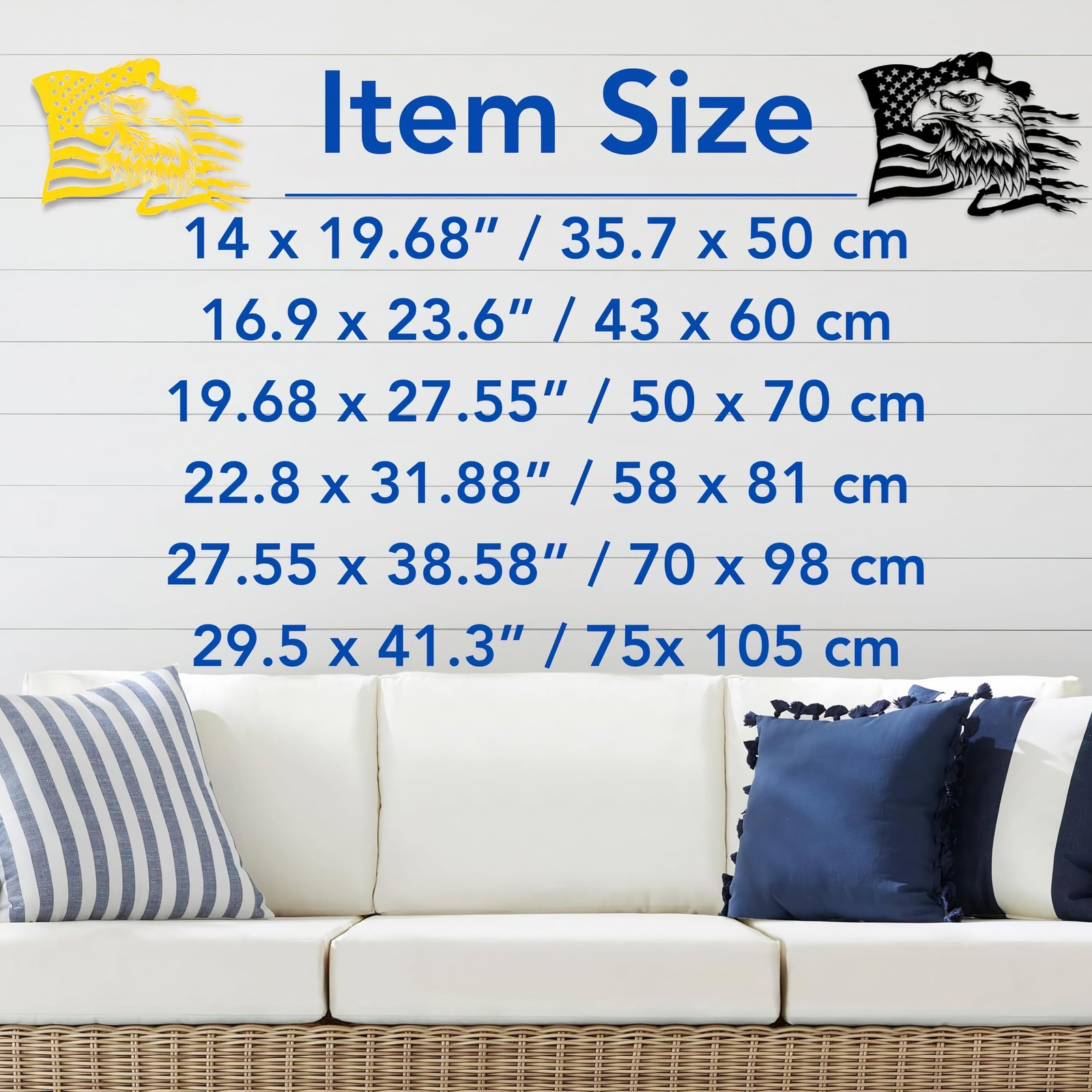 USA Bald Eagle Metal Wall Art, Large Eagle American Flag Metal Wall Decor, Fo…