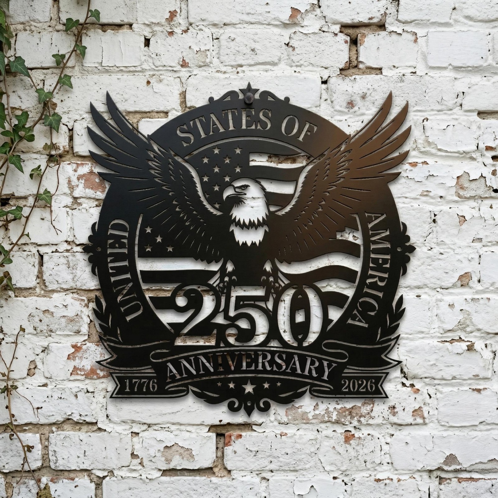 America 250th Anniversary Metal Sign Patriotic Eagle Door Hanger USA Independen
