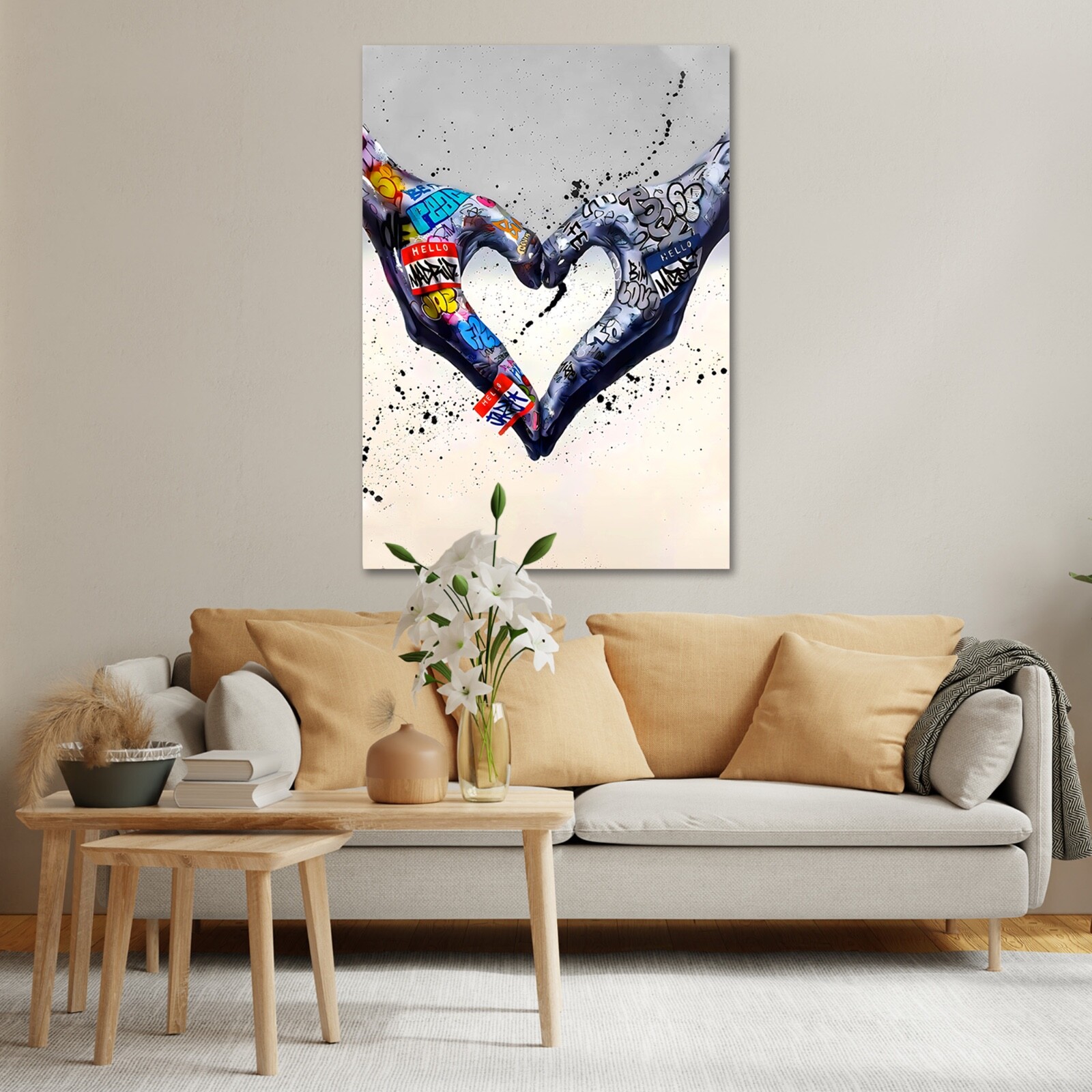BANKSY LOVE Connection Wall Art Print Canvas Large Pop Art Decor Gift Poster