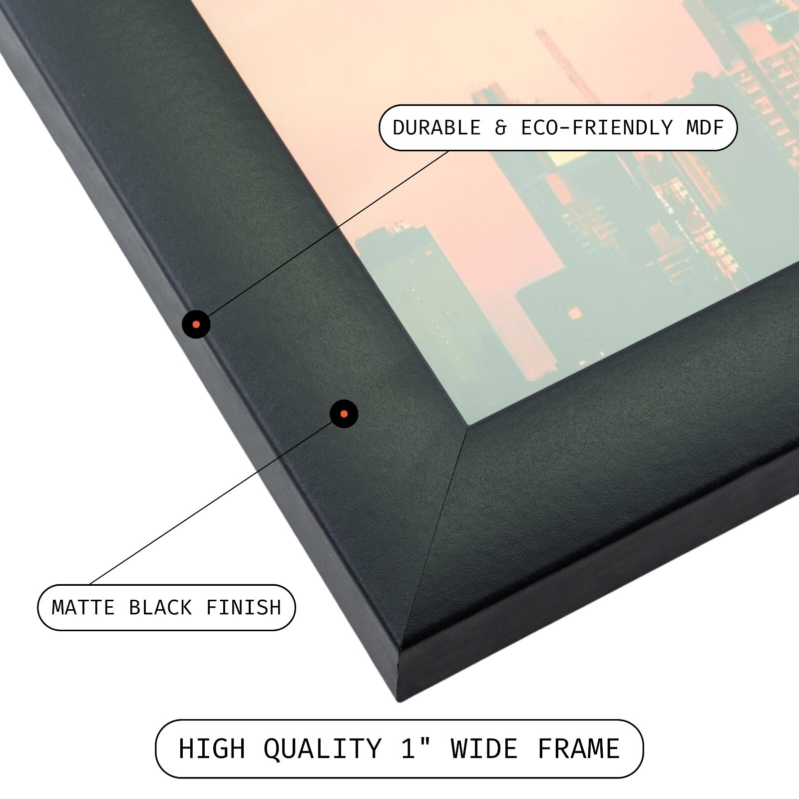 Craig Frames 1″ Contemporary Matte Black Picture Frame, 35 Sizes, Bulk Discounts
