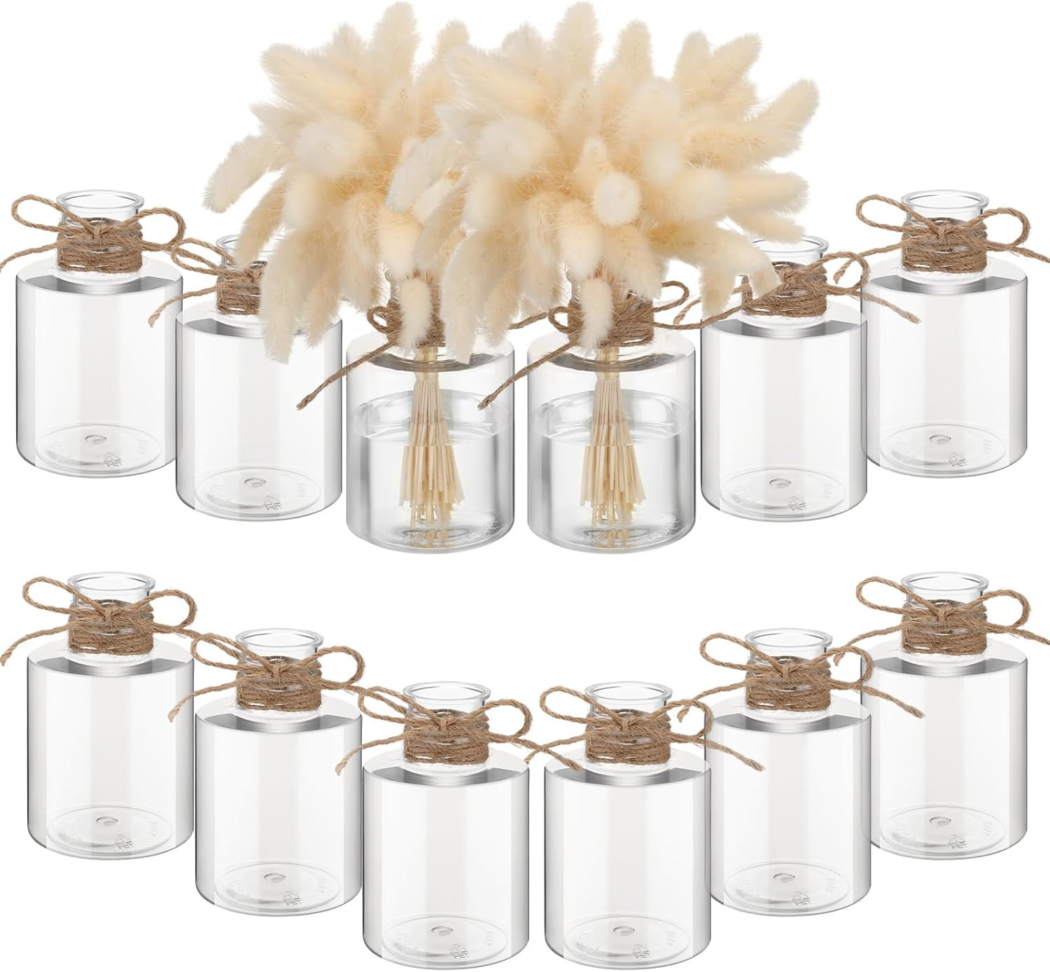 12 Pcs Plastic Bud Vases in Bulk for Table Centerpieces, 4.7In Hyacinth Avocado