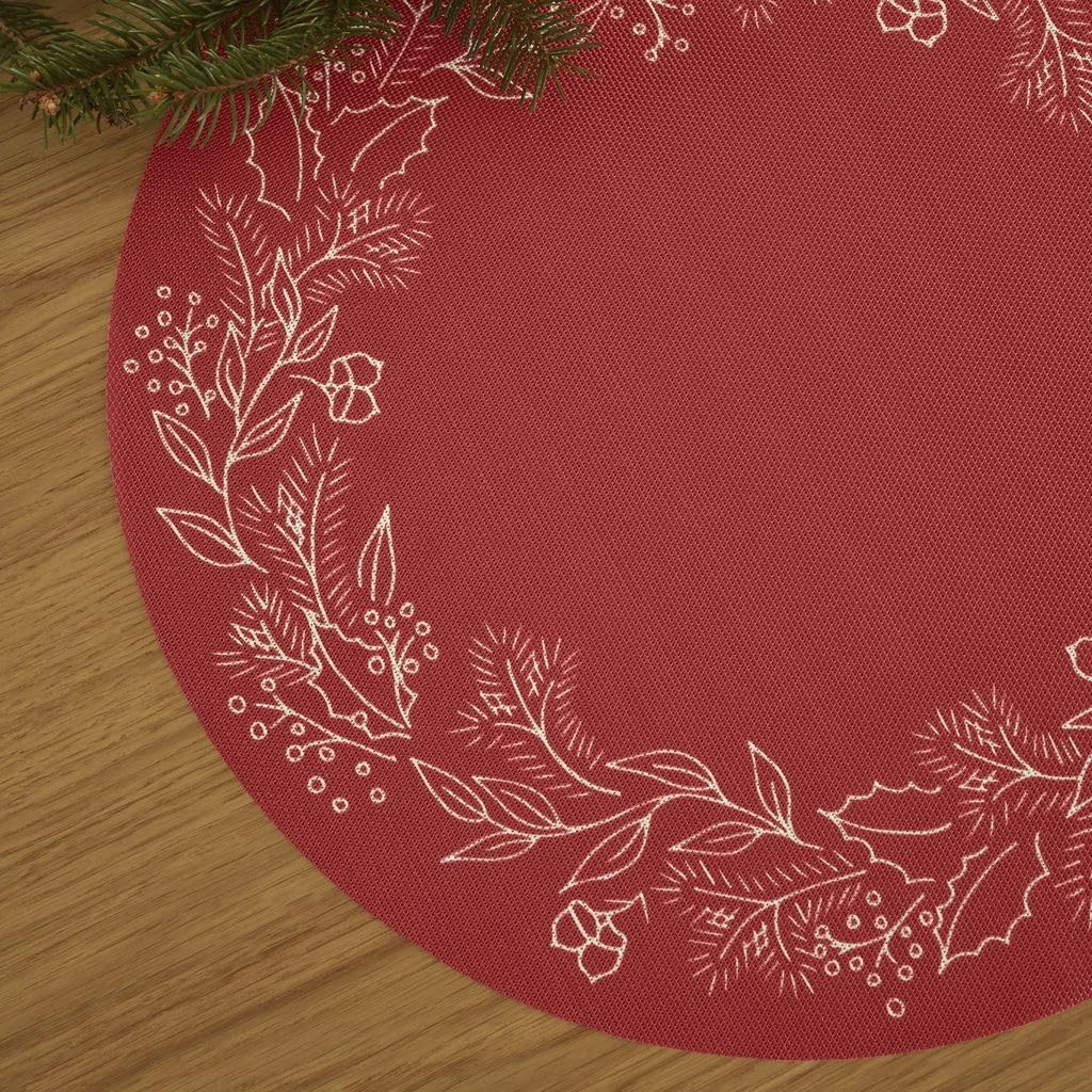 Martha by Martha Stewart | Wreath Placemat in Crimson – Set of 4 – Easy Care