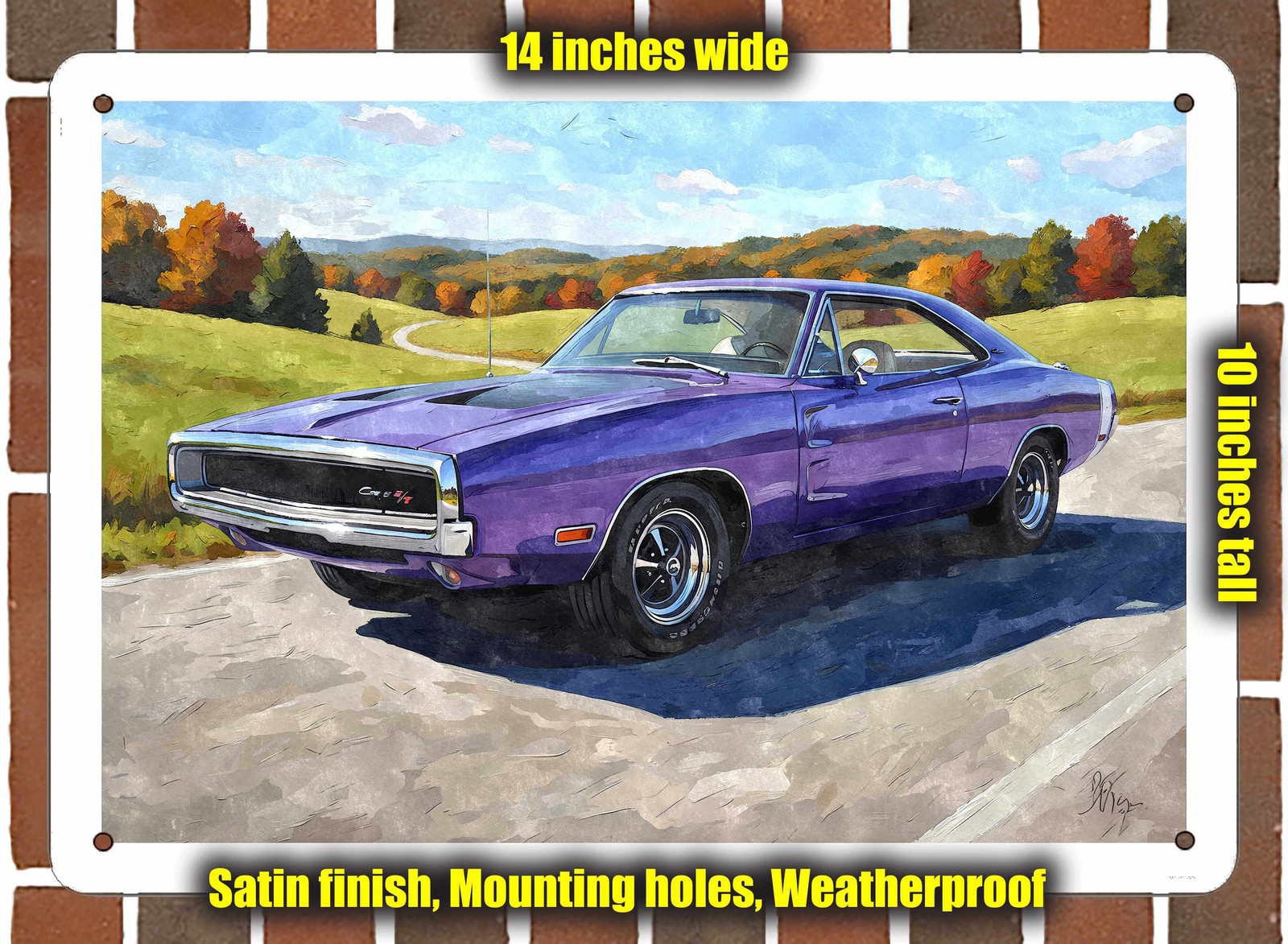 Metal Sign – 1970 Dodge Charger R/T 4 Watercolor – 14×10