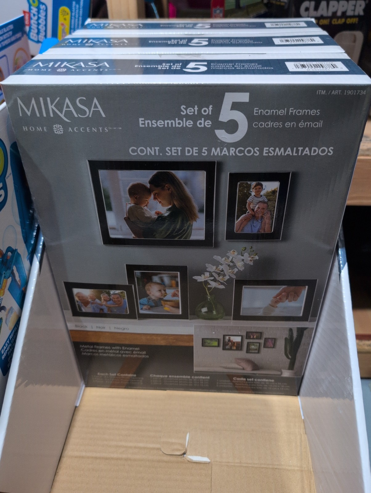 Mikasa Home Accents Set of 5 Enamel Frames Black NEW SET Photo Decor New
