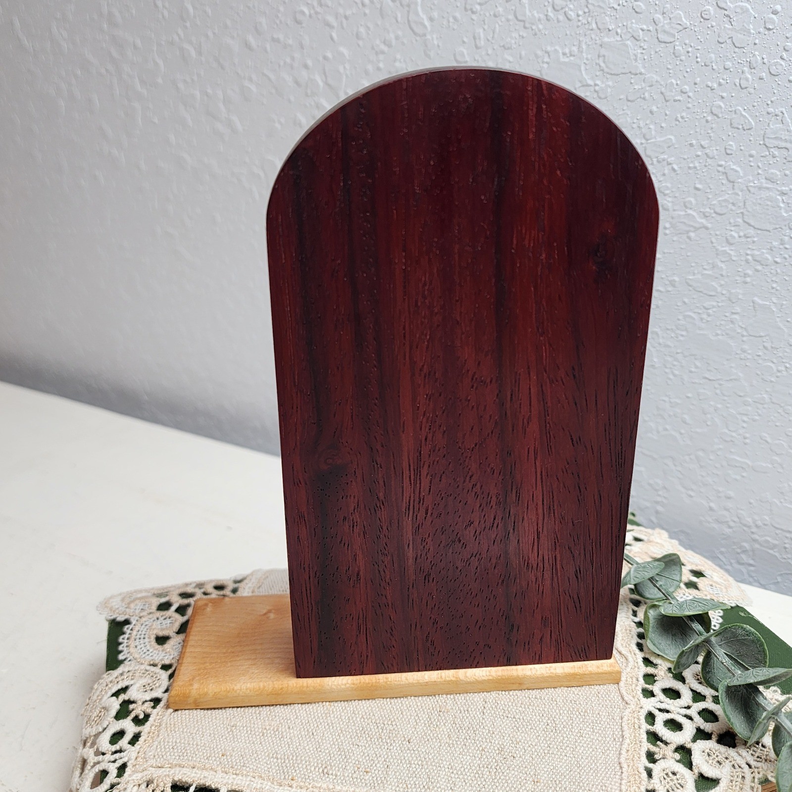 Vintage Wood Mantel Desk w/ Plastic Clock Roman Numeral Face MCM Style Two Tone