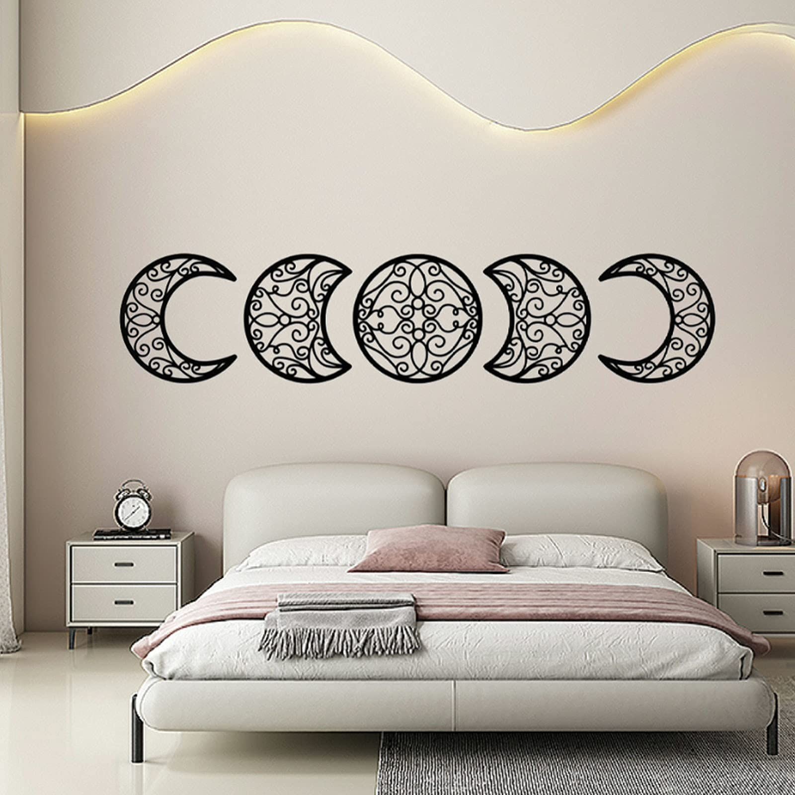 5 Pieces Moon Decoration Wall Decoration Wooden Moon Phase Wall Hanging Bohem…