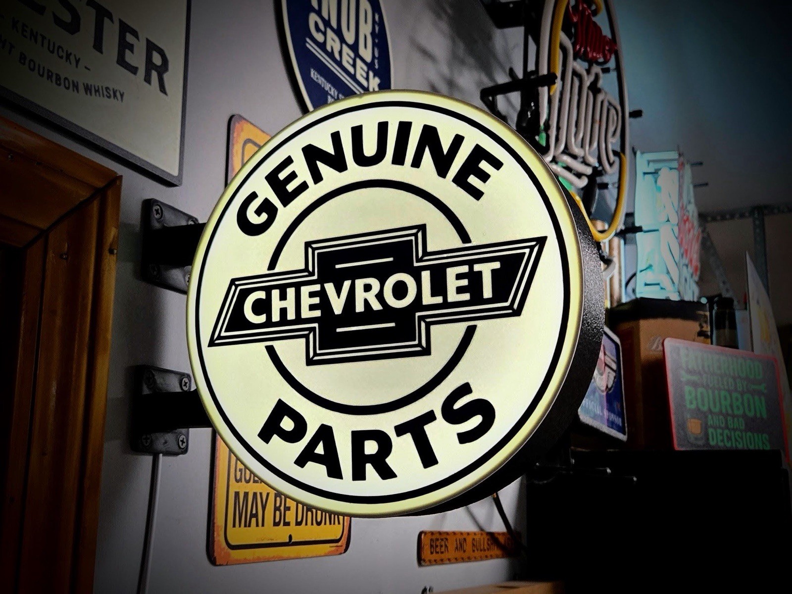 Chevrolet Genuine Parts Round LED Light Box | Double Sided RGB Option