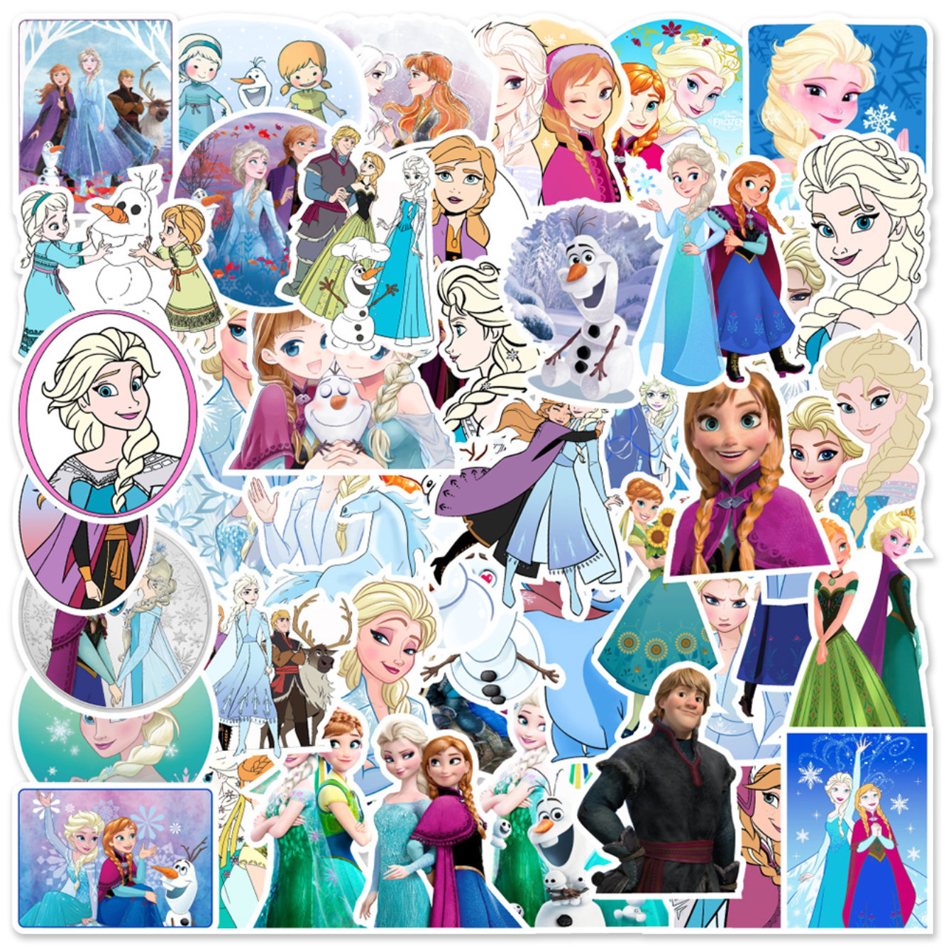 50 Pcs Stickers Disney Frozen Anna Elsa Luggage Car Phone Fridge Bottle Vinyl