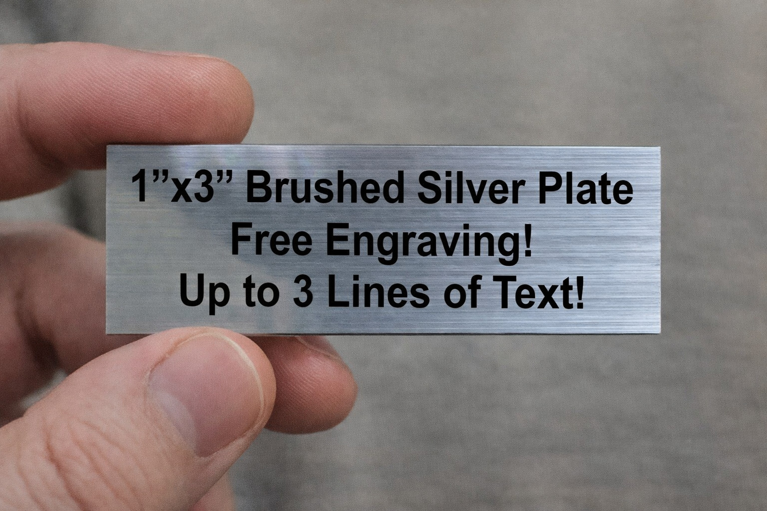 Custom Engraved 1″x3″ Brushed Silver Tone Plaque / Sign Plate Nameplate Label