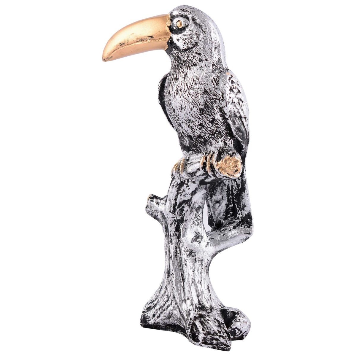 Decorative Silver Resin Parrot Showpiece for Home Decor, Living Room
