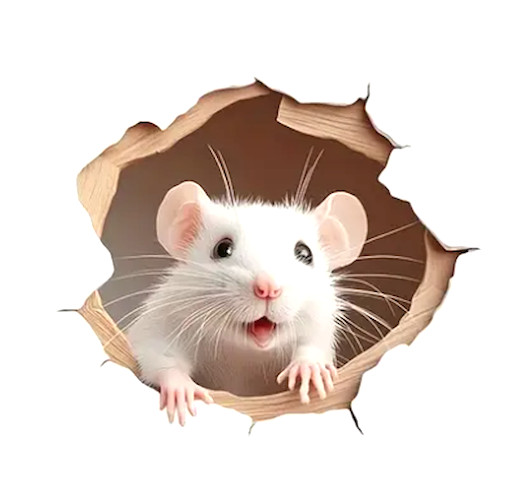 Realistic White Cute Mouse B Rat Rodent Wall Sticker Realistic Decal Kitchen