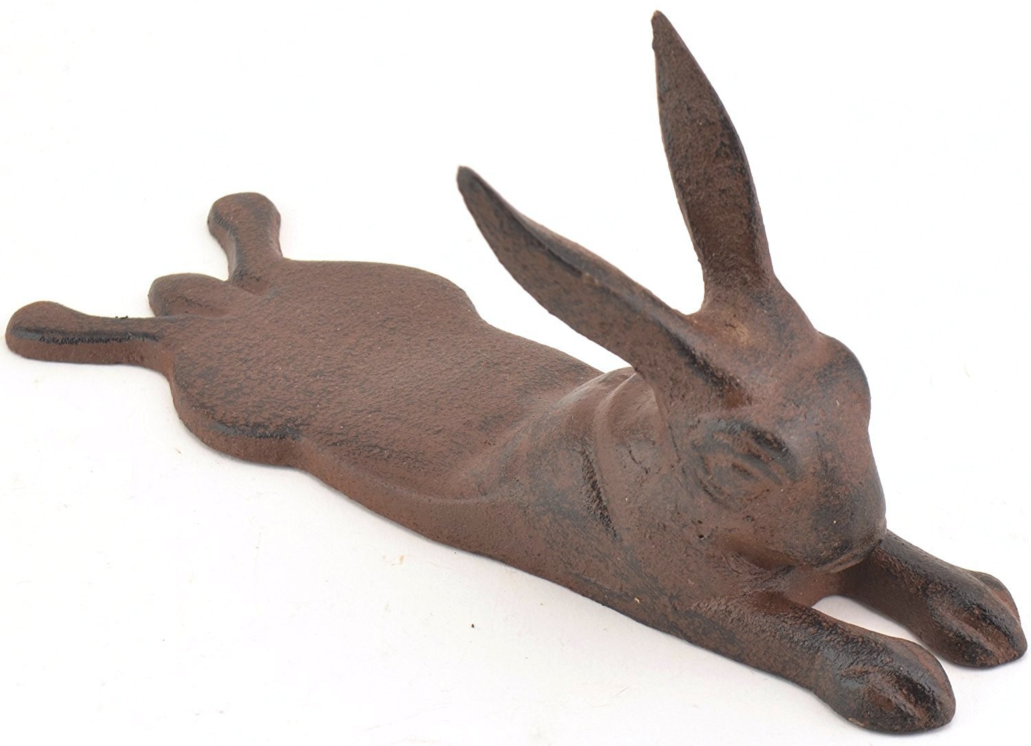 Upper Deck Cast Iron Rabbit Door Stop Wedge, Brown Rust Finish