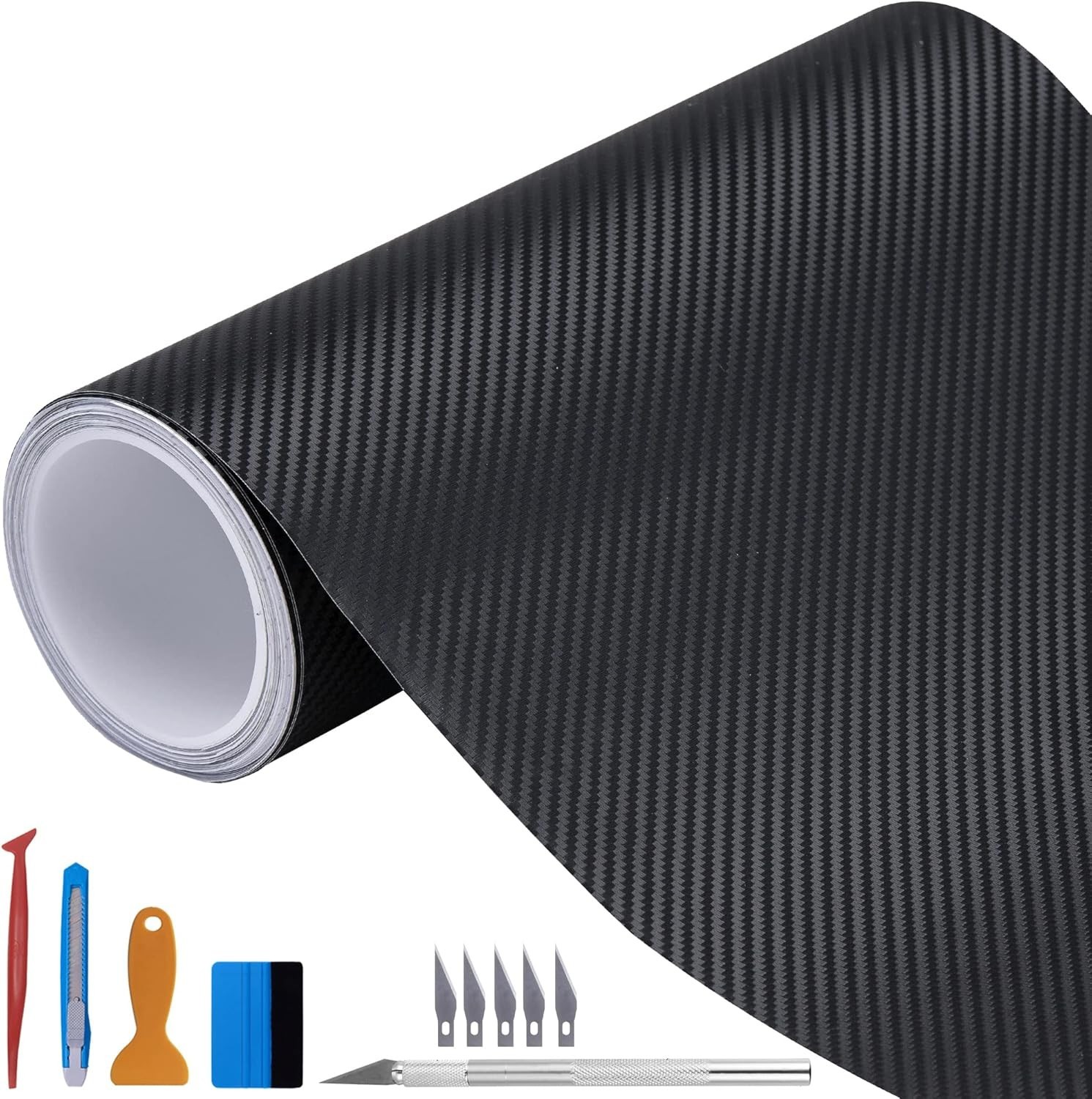 3D Black Carbon Fiber Vinyl Wrap Roll with Air Release – Outdoor Rated for Au…