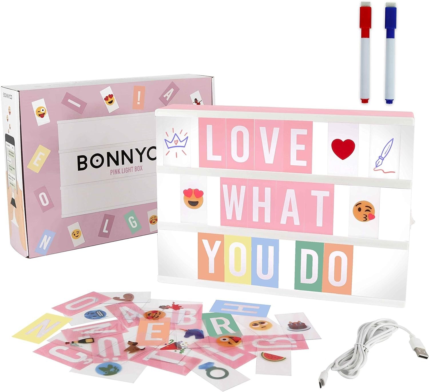 Personalized Pink Light Box with 400 Letters & Emojis – Ideal for All Occasions