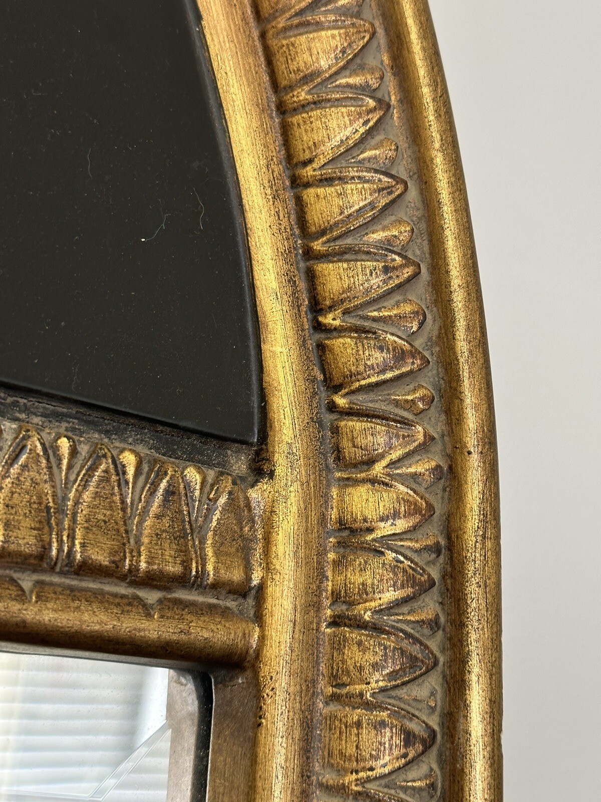 Large Vintage Ornate Black Arched Wall Mirror Gold Sphynx Accents Buyer$Shipping