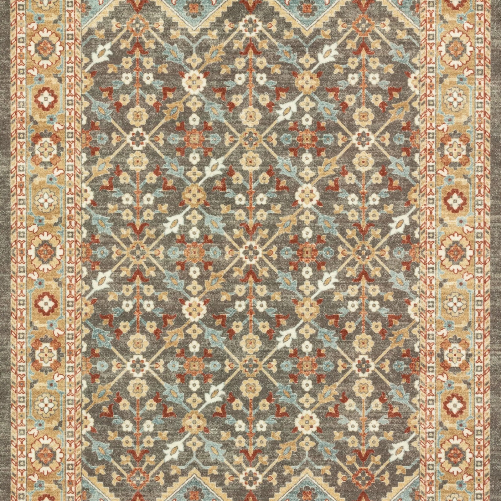 Mainstays Persian Border Medallion Loop Print Rust Brown Indoor Area Rug, 5’x7′