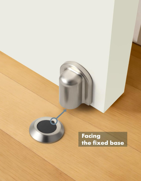Magnetic Door Stop Floor Mounted Door Holder Stopper Black Metal Adhesive or Scr