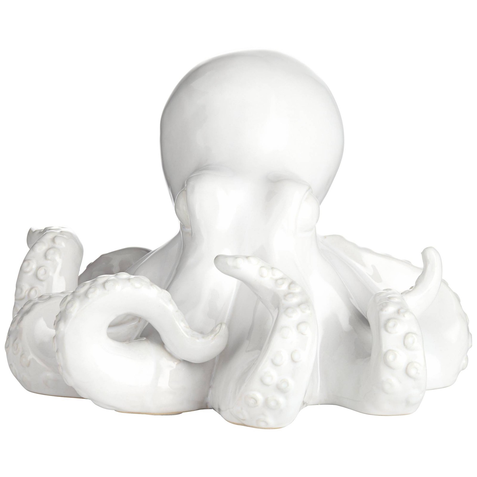 Octopus 9 1/4″ Wide Shiny White Decorative Figurine