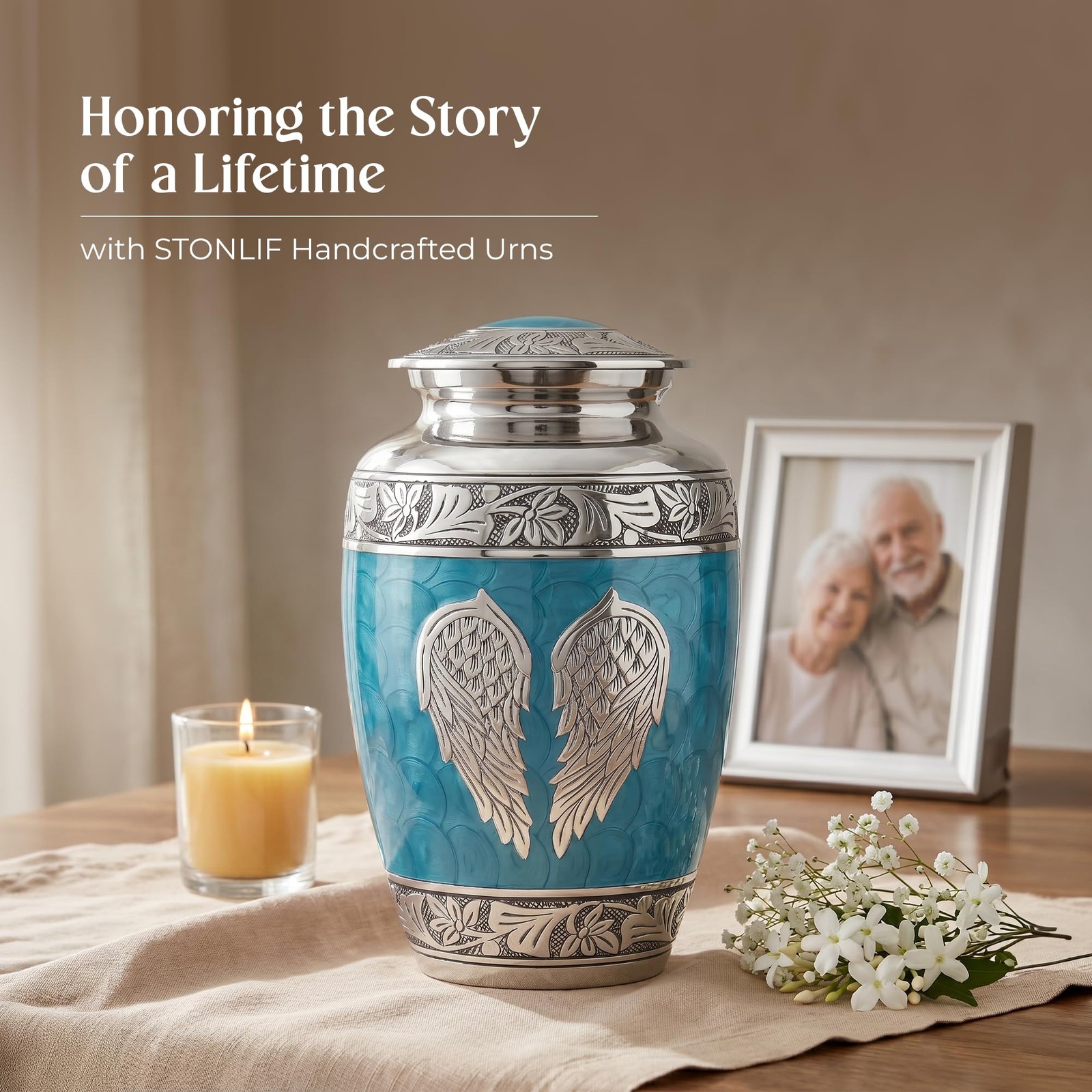 Stonlif Angel Wings Cremation Urns For Human Ashes – Memorial Urn For Adults