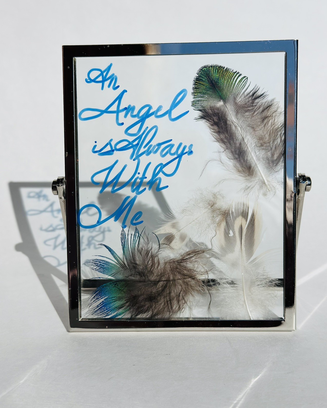 FloutGlass Frames 5×4 Inch, Hanging Double Glass Picture feathers and phrase
