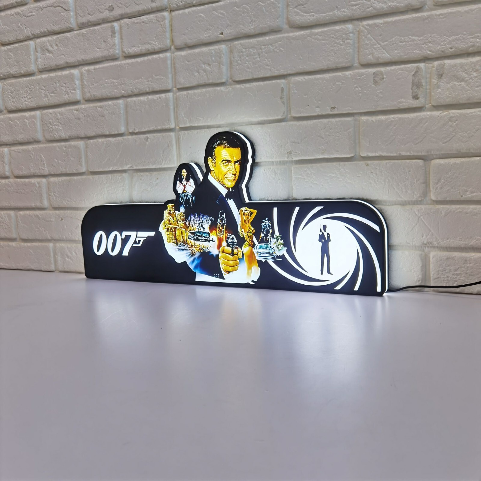Rare 007 James Bond Pinball Topper Light Box LED Pinball Arcade Decor