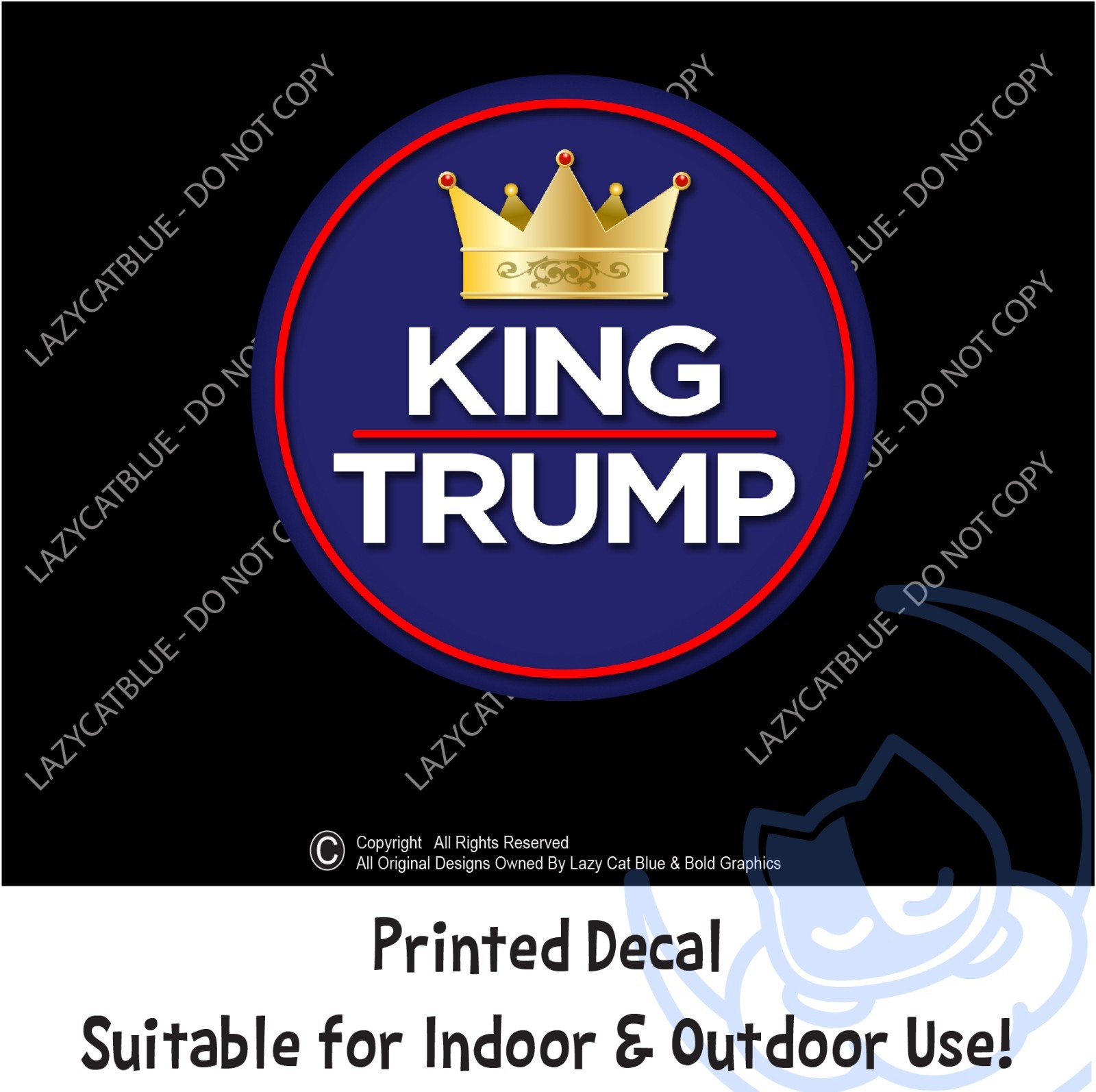 King Trump Decal Sticker Crown Funny MAGA Political Support Protest USA 47 Kings