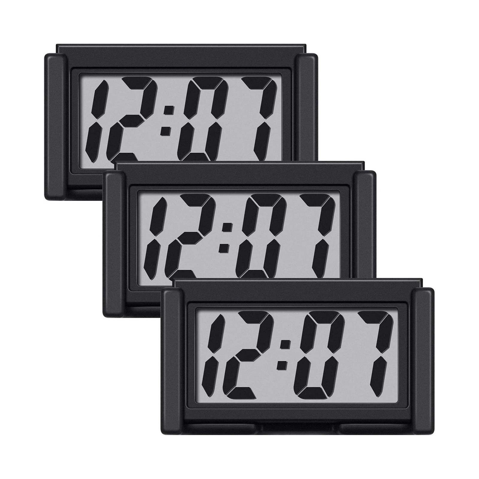 New 3 Pack Mini Digital Clock Small Adhesive Stick On Easy To Read Large Numbers