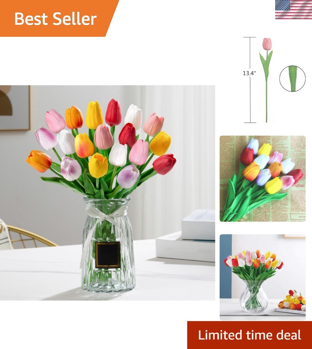Realistic Touch Colorful Tulips: 12 Beautiful Fake Flowers for All Occasions
