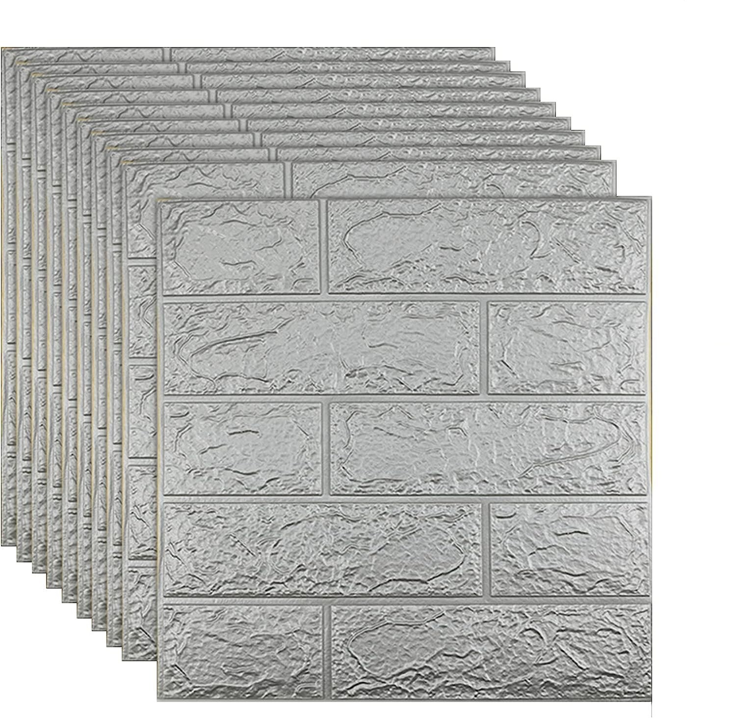 10 Pc 3D Tile Marble Brick Wall Sticker Self adhesive Foam Panel Wallpaper 38*35