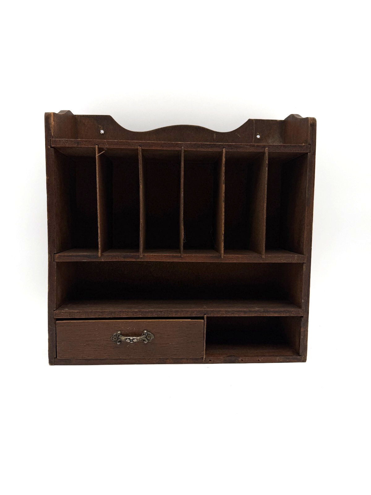 Wood Organizer Shelves Drawer VTG Wall Hanging Mail Letter Holder