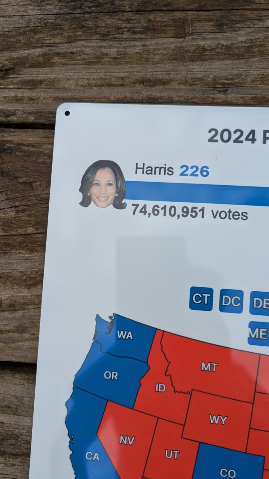 2024 Donald Trump 77 million votes President Election map METAL SIGN 12X12 SS271