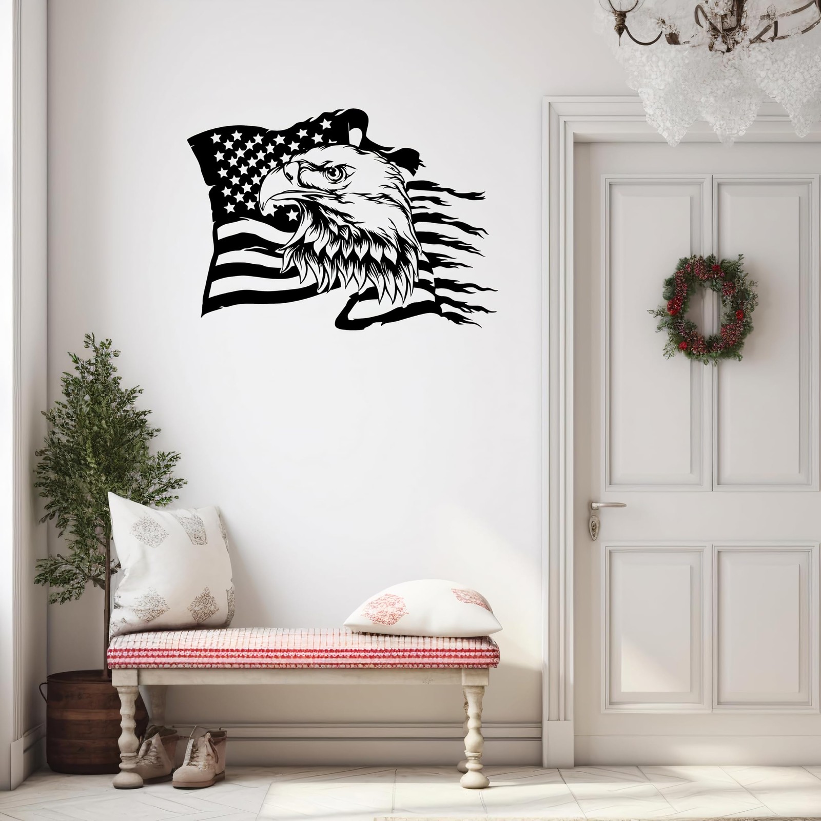 USA Bald Eagle Metal Wall Art, Large Eagle American Flag Metal Wall Decor, Fo…