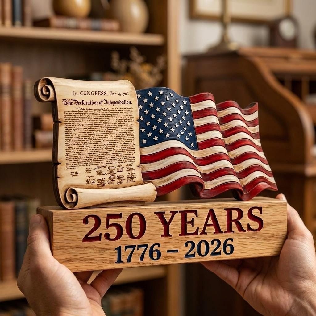 America 250th Anniversary Wooden Block, 1776-2026 Patriotic Decor