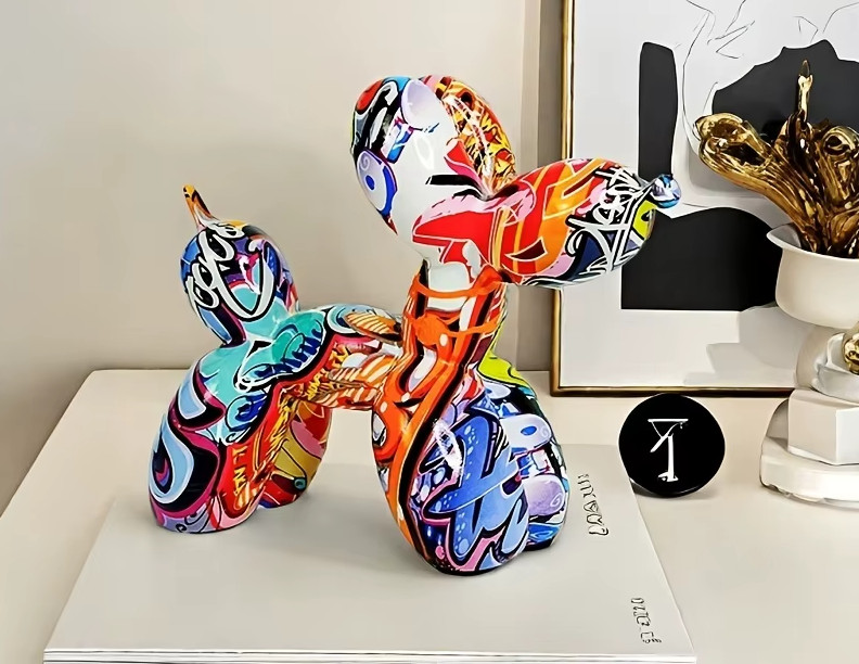 Colorful Balloon Dog Statue Animal Art Modern Home Decor Sculpture Ornament