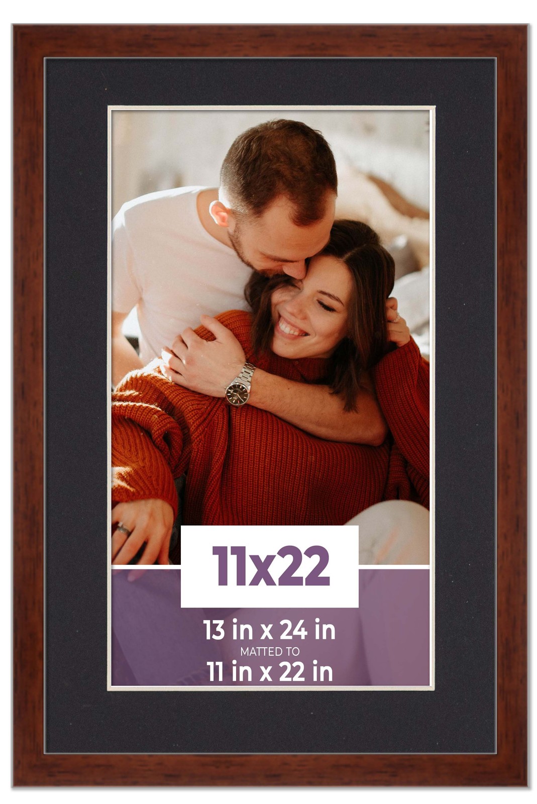 11×22 Frame Walnut With Black Picture Mat For 11×22 Photo – Walnut 13×24 Frame T