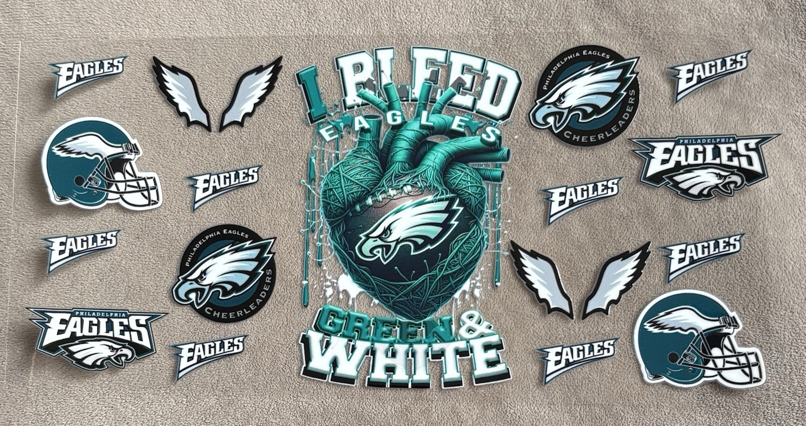 PHILADELPHIA Football Team DIY Transfer Sticker Cup Wrap DIY Glasses Bottles