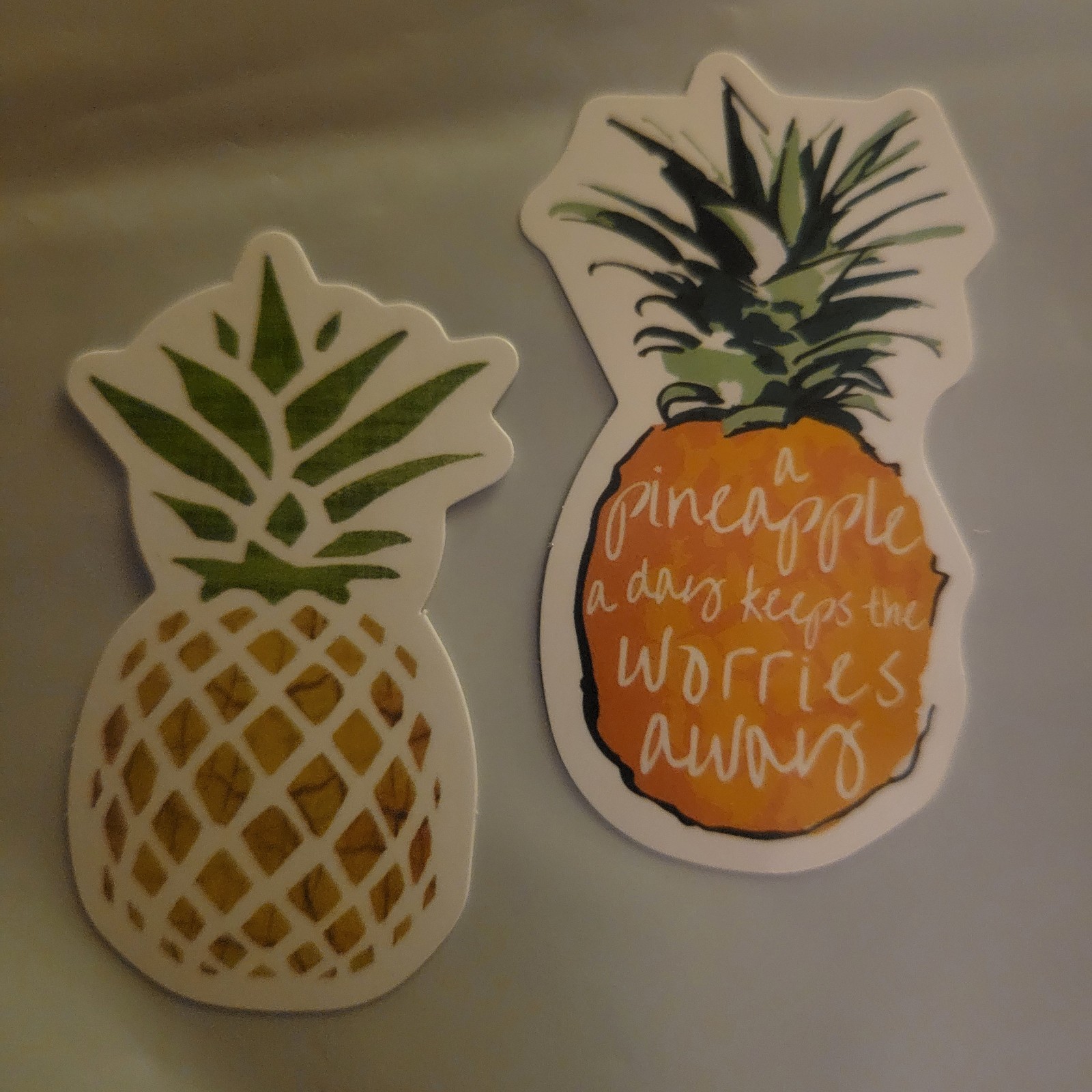 2 Pineapple Stickers 2.5 in X 1.5 in Waterbottle Laptop Notebook Locker Mirror