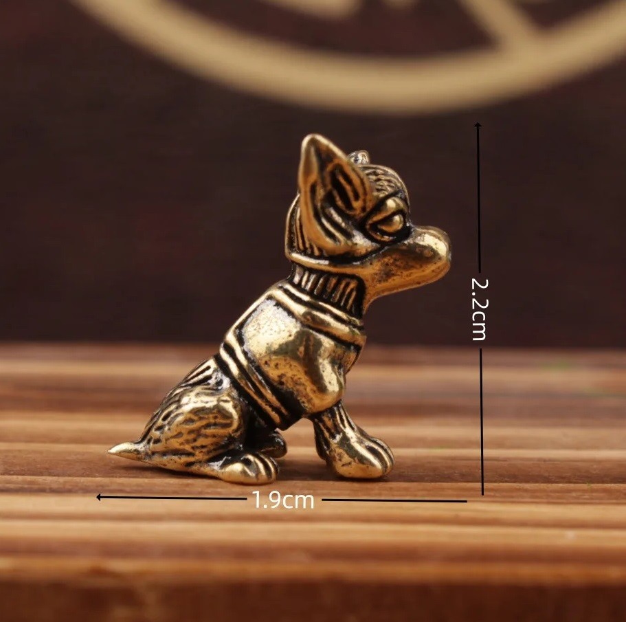 Brass Dog Animal Statue Small Sculpture Tabletop Figurine Decor Gifts