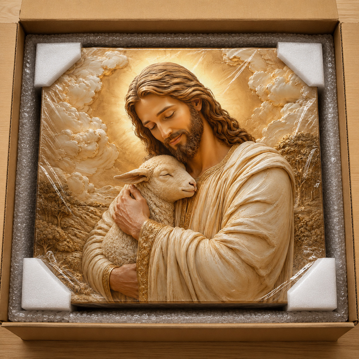 Jesus Good Shepherd Canvas Wall Art Christian Lamb Religious Print Faith Home