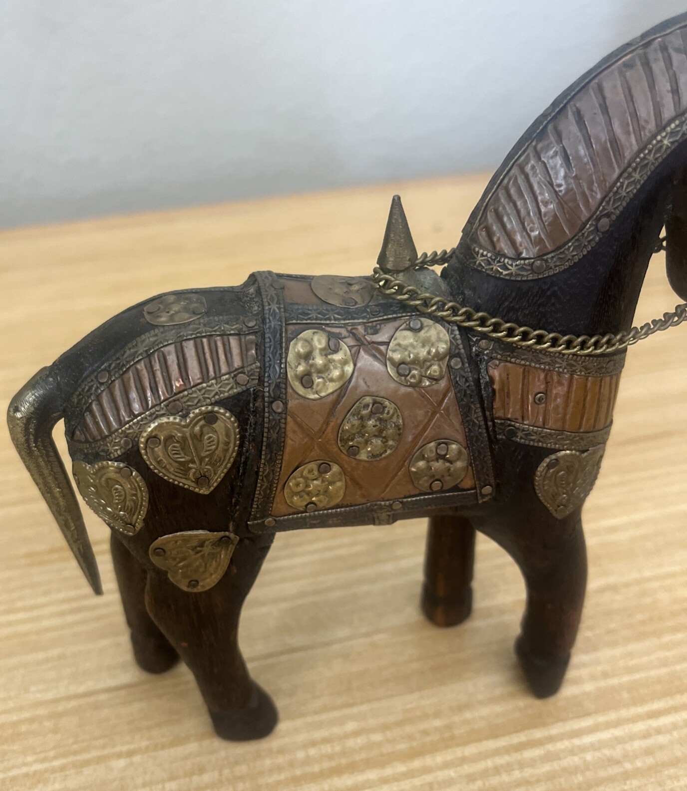 Brass And Copper Decorative Horse Statue. 6 Inch Length And 6.5 Inch Tall.